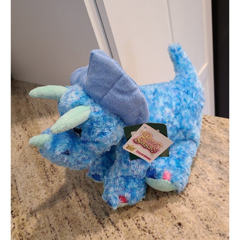Wild Republic - Sweet and Sassy - 12" Triceratops Blue with Tags